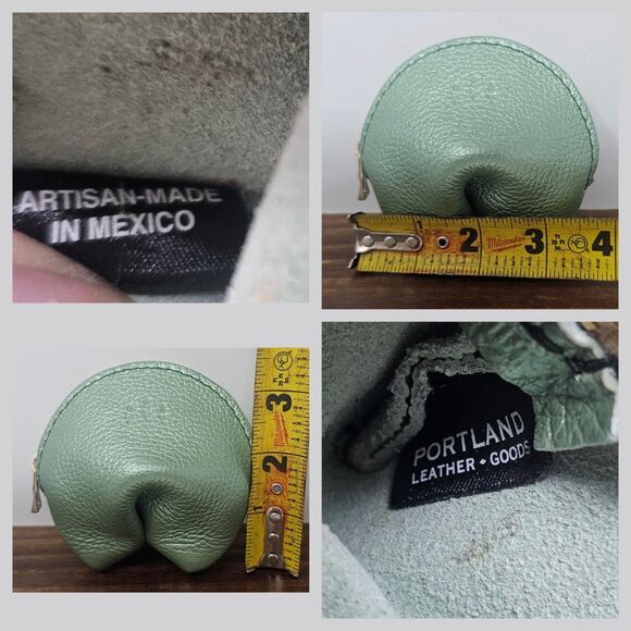 Portland Leather Goods Mini Fortune Cookie Coin Pouch Mint Metallic Green NWOT - Picture 10 of 10